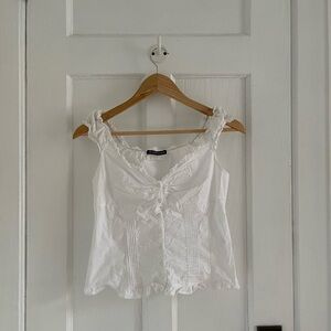 Brandy Melville white cotton ruffled top